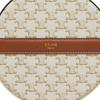 Celine Triomphe Classic Monogram Print Zipper Closure Canvas And Lambskin Round Bag Women Shoulder Bag White 10G342CAM-01TA