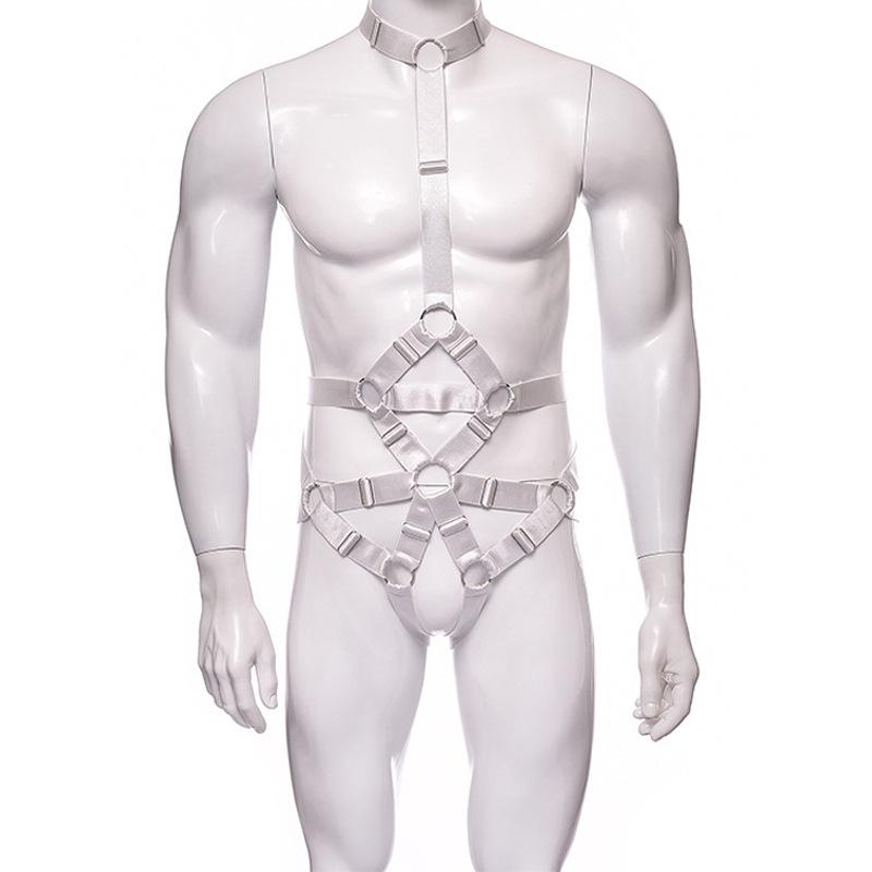 Men's Adjustable Elastic Open-Crotch Bodysuit for SM Training