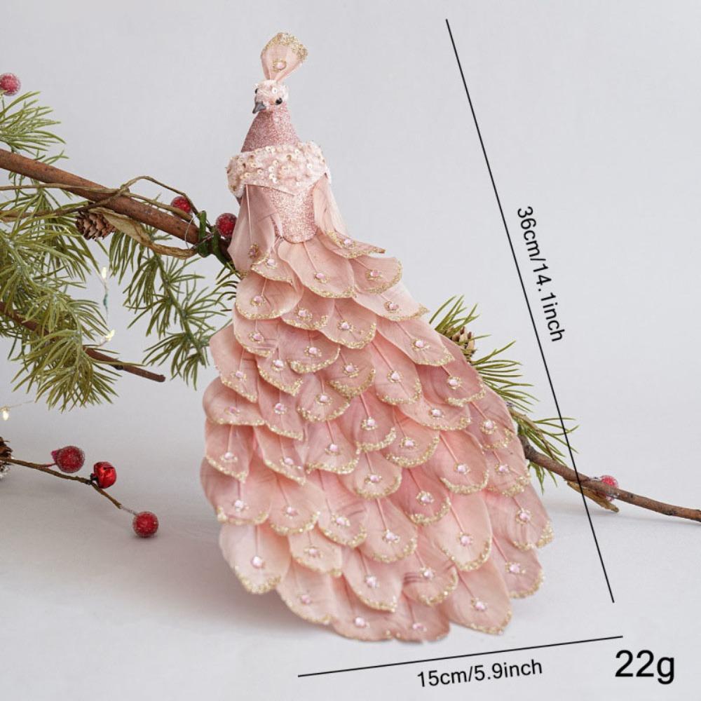 Realistic Feathers Christmas Peacock Decoration Shimmering Peacock Doll Toy 2025 Navidad Decor