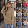 Winter Hot Sale Solid Color Chic Pocket Decorative Crew Neck Women's Bottom Knitted Sweater Pullover Sweater