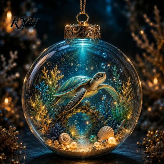 Coastal Style Home Seasonal Ornaments Ocean Animal Christmas Ball Ornament, 3D Marine Life Hanging Decoration, Theme Beach Xmas Tree Pendant