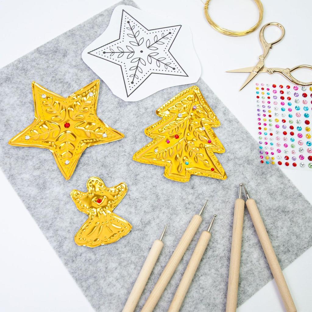 Sparkling Foil Embossed Craft Set Handmade Christmas Hanging Ornament For Holiday Decoration Christmas Party Supplies