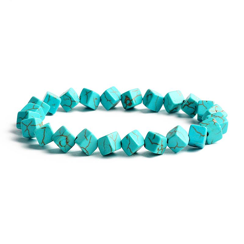 Bohemian Turquoises Beads Bracelets for Women Reiki Nature Stone Cube Cylinder Irregular Bracelets Healing Healthcare Jewelry