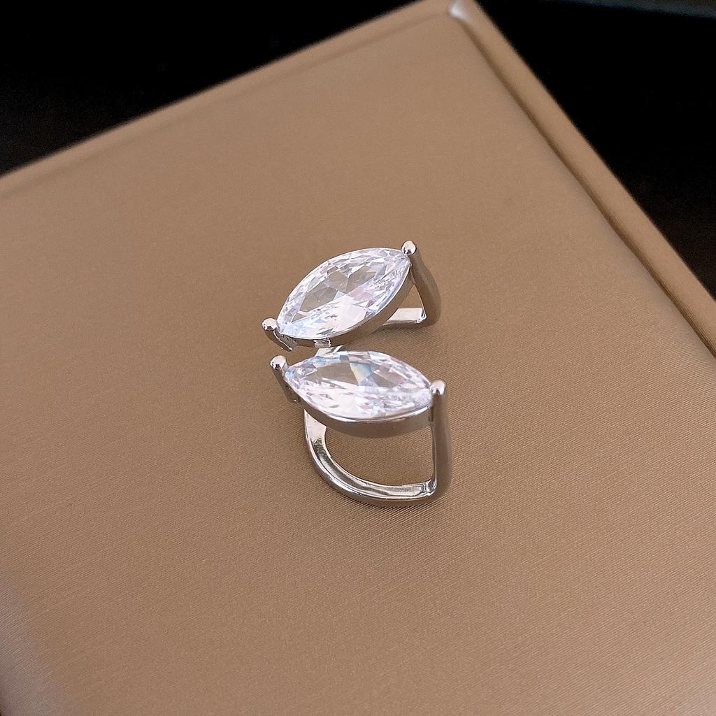 Cold wind geometric leaves zircon earclips personality temperament no earrings earrings women