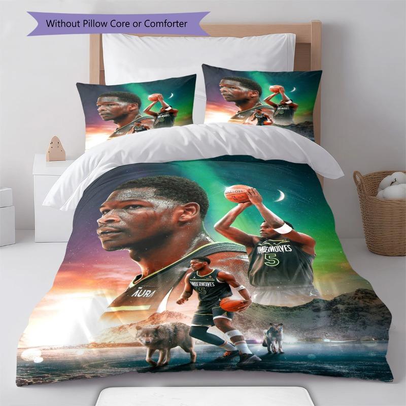 Basketball Player Starry Sky Wolf Print 3 Pieces Duvet Cover Set Sport Fan Bedding Bedroom Home Decor Without Pillow Core Comforter