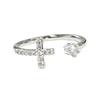 New Micro-diamond Cross Fashion 925 Sterling Silver Jewelry Opening Rings 02903