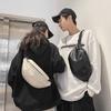 Breast Bag Female Ins Korean Version Fashion PU Solid Color Couple Shoulder Bag Mori Trend Wrinkle Couple Messenger Bag Male