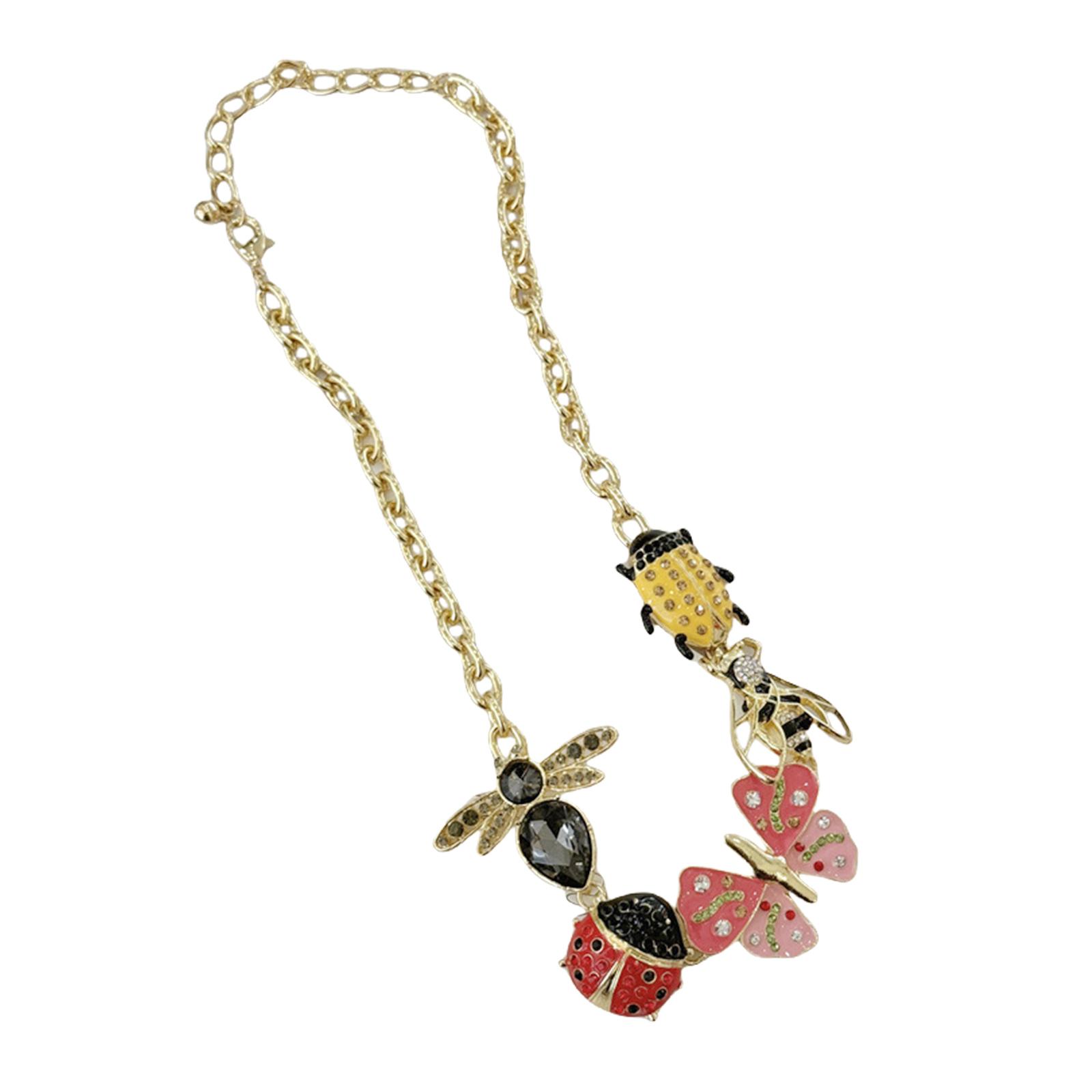 

Винтажные панк-украшения с красочными подвесками в виде бабочек и божьих коровок для женщин, ожерелье ручной работы, цепочка для шеи регулируемой длины