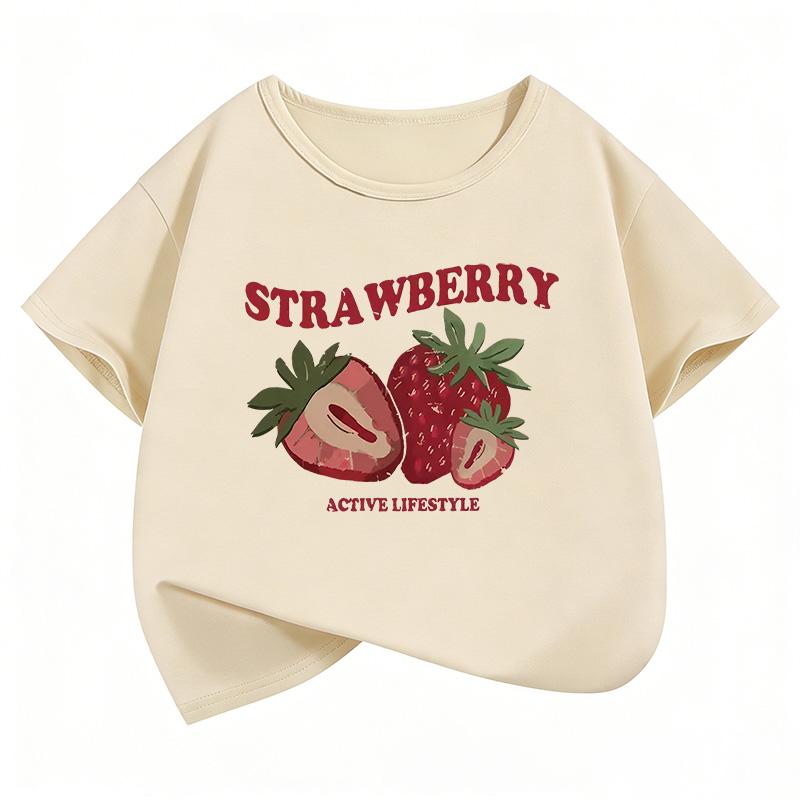 Y2k Strawberry Funny T Shirts 90s Short Sleeve Kids Childrens Tshirt Boys Girls Summer Spring Casual Top Tee Shirt