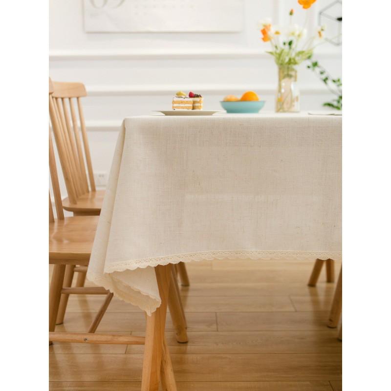 Solid Color Cotton Linen Tablecloth Waterproof Oil Resistant Modern Minimalist Dining Table Cover Kitchen Cafe