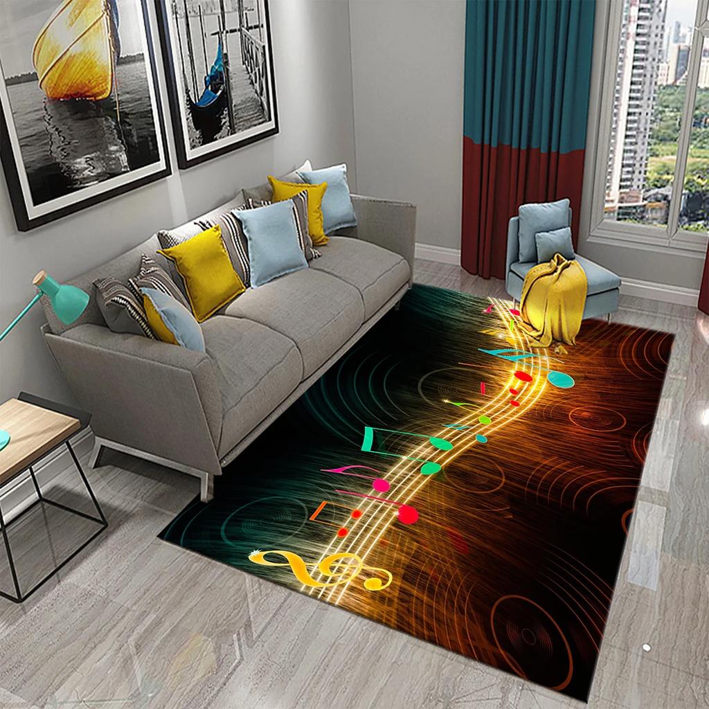 3D Music Note Guitar Instrument Carpet for Living Room Bedroom Large Carpet Bathroom Door Entrance Non-Slip Area Rugs Home Decor