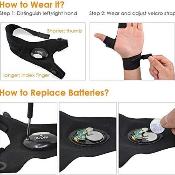 Cadeau fête des pères Idee Cadeau Homme Original LED Gants avec Lumières Étanches Cadeau Bricolage Gadgets Pratique pour Accessoir