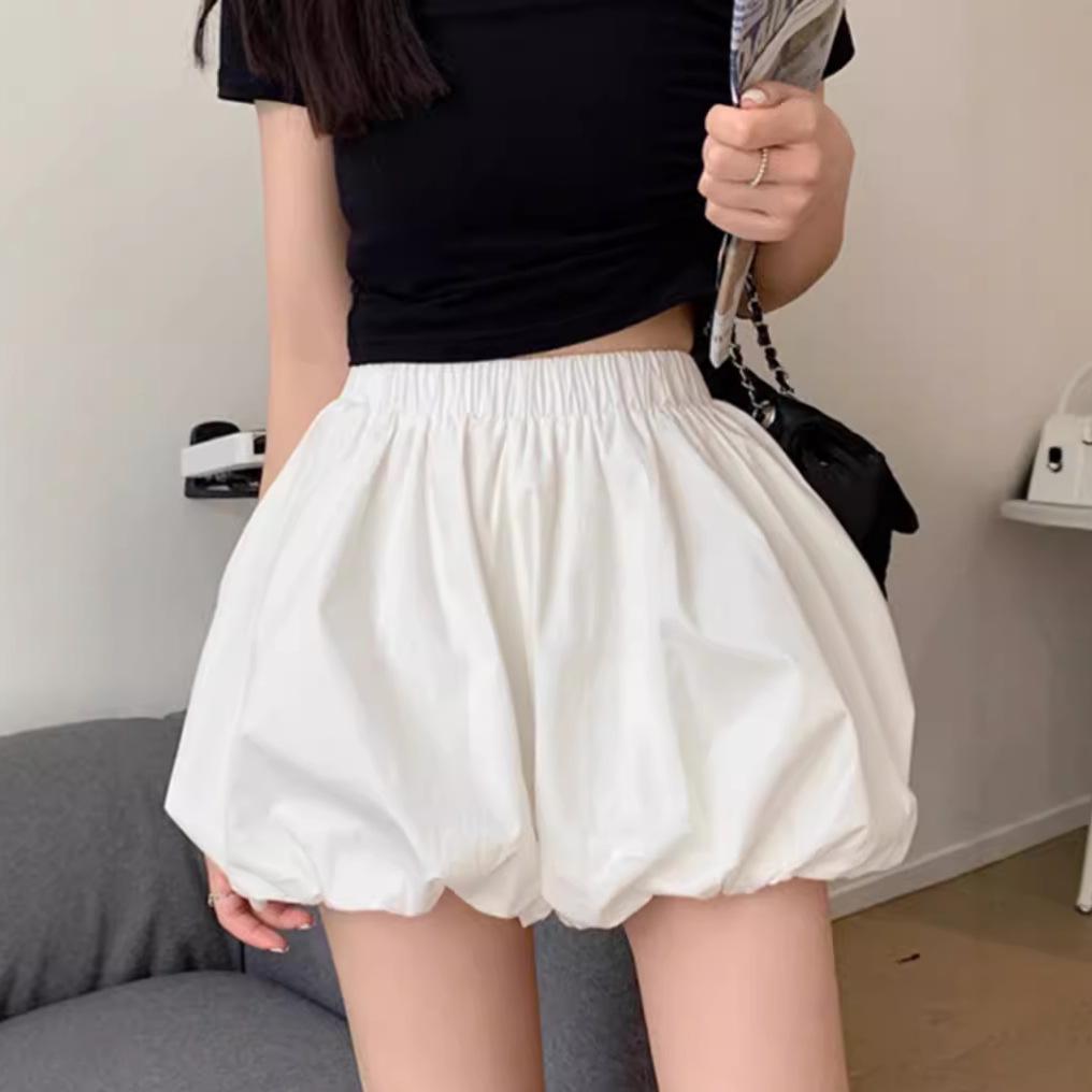 Women's 2024 Summer Casual Elastic Waist Wide-Leg Bloomers Shorts and Skirt Combo