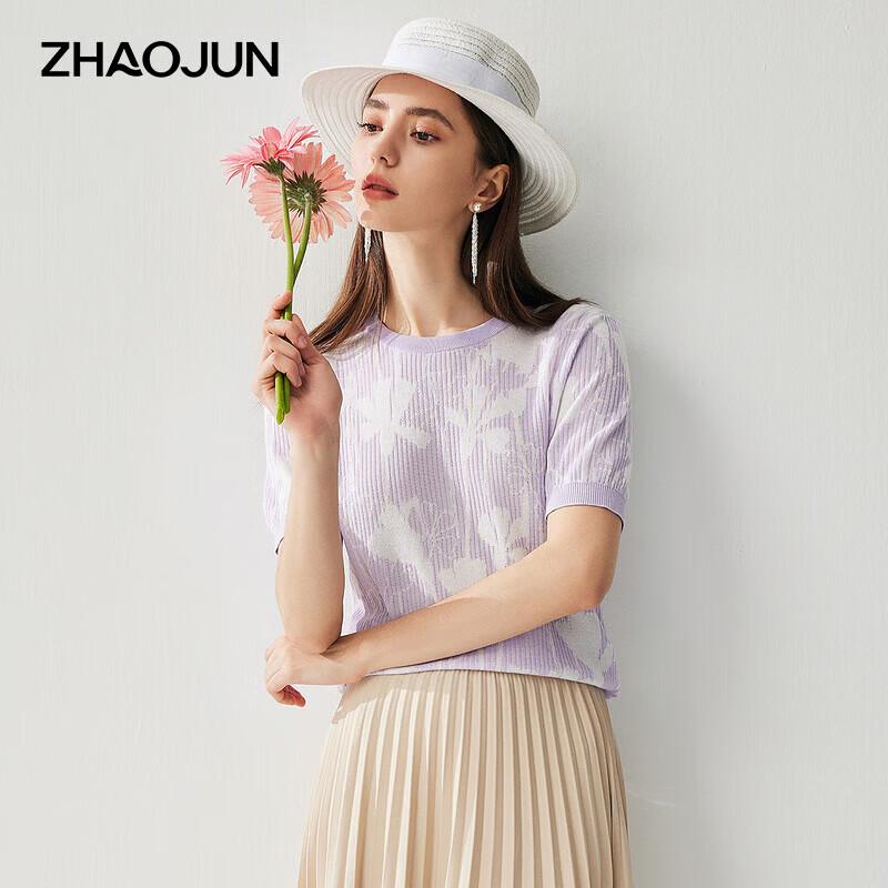 Women s Mulberry Silk Blend Floral Knit T-Shirt L