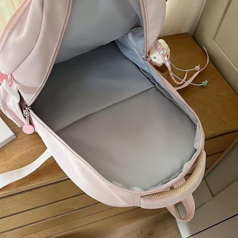schoolbag schoolbag female solid color small fresh middle and high school students multi-compartment backpack campus college student backpack