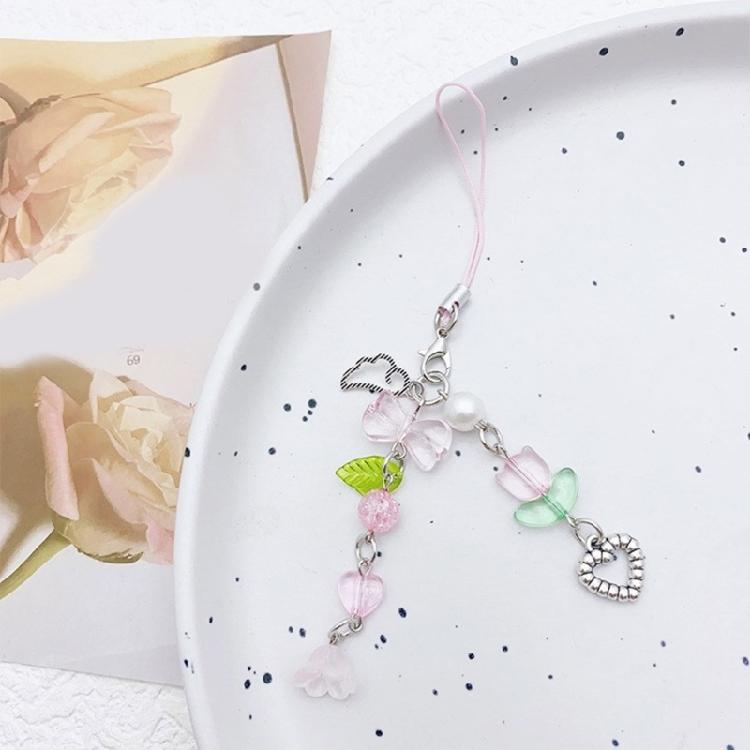 Trendy Phone Charm Unique Flower Keyring Delicate Keychain Phone Accessories Bag Pendant for Purse Backpack