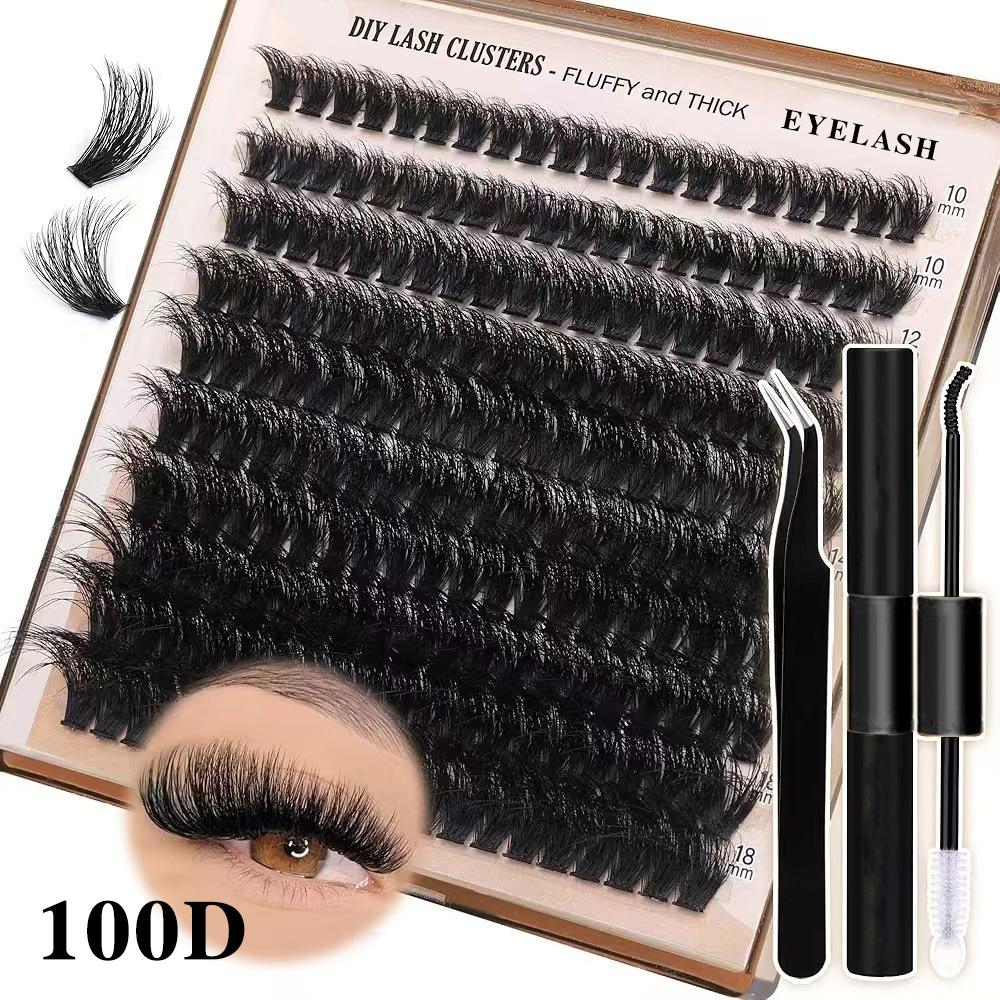 100D Single Tuft Eyelash Extension Set, Fluffy And Dense Photogenic Diy Self-Grafting Imitation Mink False Eyelashes