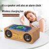 K1 Wooden Bluetooth Speaker & Wireless Charging Clock with Card Slot & U Disk Compatibility