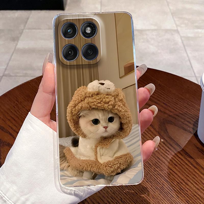 Casing For Motorola Edge 60 Fusion Pro 60s Aesthetic Fashion Cute Cat Astronaut Soft Silicone Back Cover Transparent Phone Case