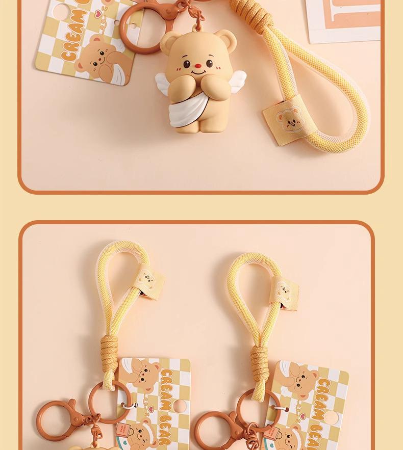Butter Bear Keychain Ornament – Cute Couple's Backpack & Car Charm