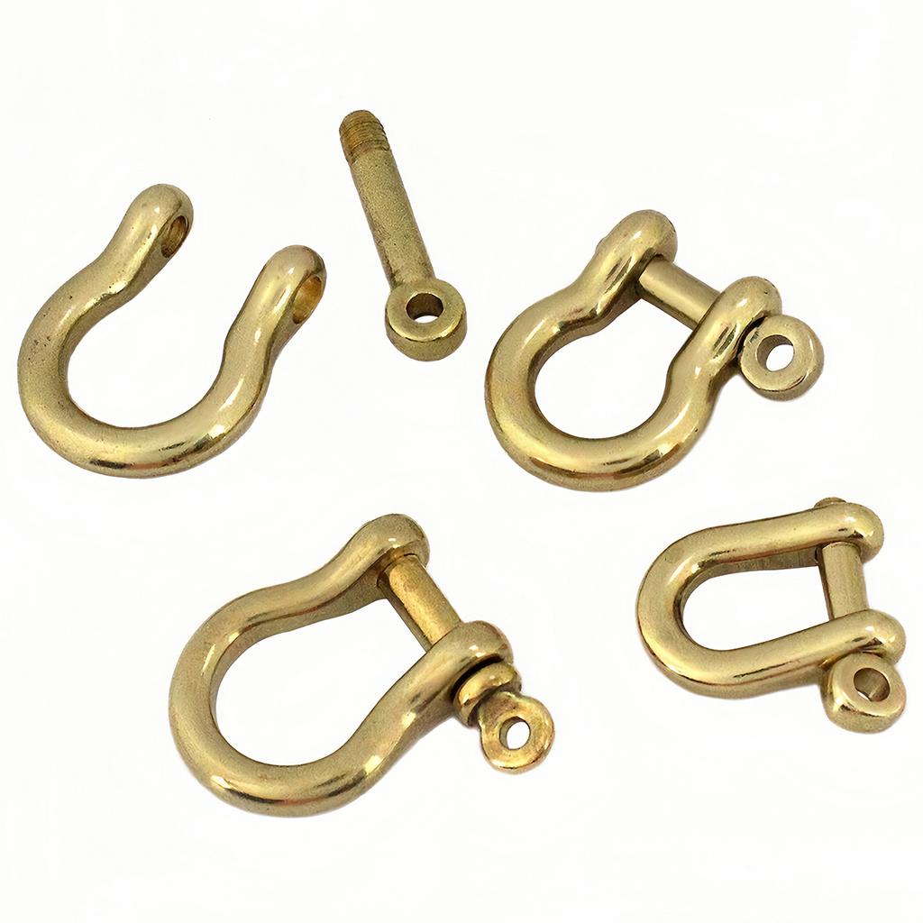 Solid Brass Carabiner D Bow Shackle Key Ring Keychain Hook Screw Joint Connector Buckle Key Chain Jewelry Findings Accessories