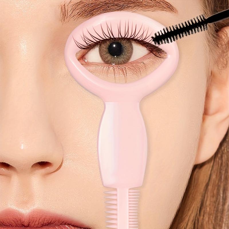 Wimpernzange mit Mascara-Schutz - Rosa ABS-Kunststoff, Silikonborsten, Ideal zum Perfektionieren des Wimpernauftrags, Wimpernpflegewerkzeug