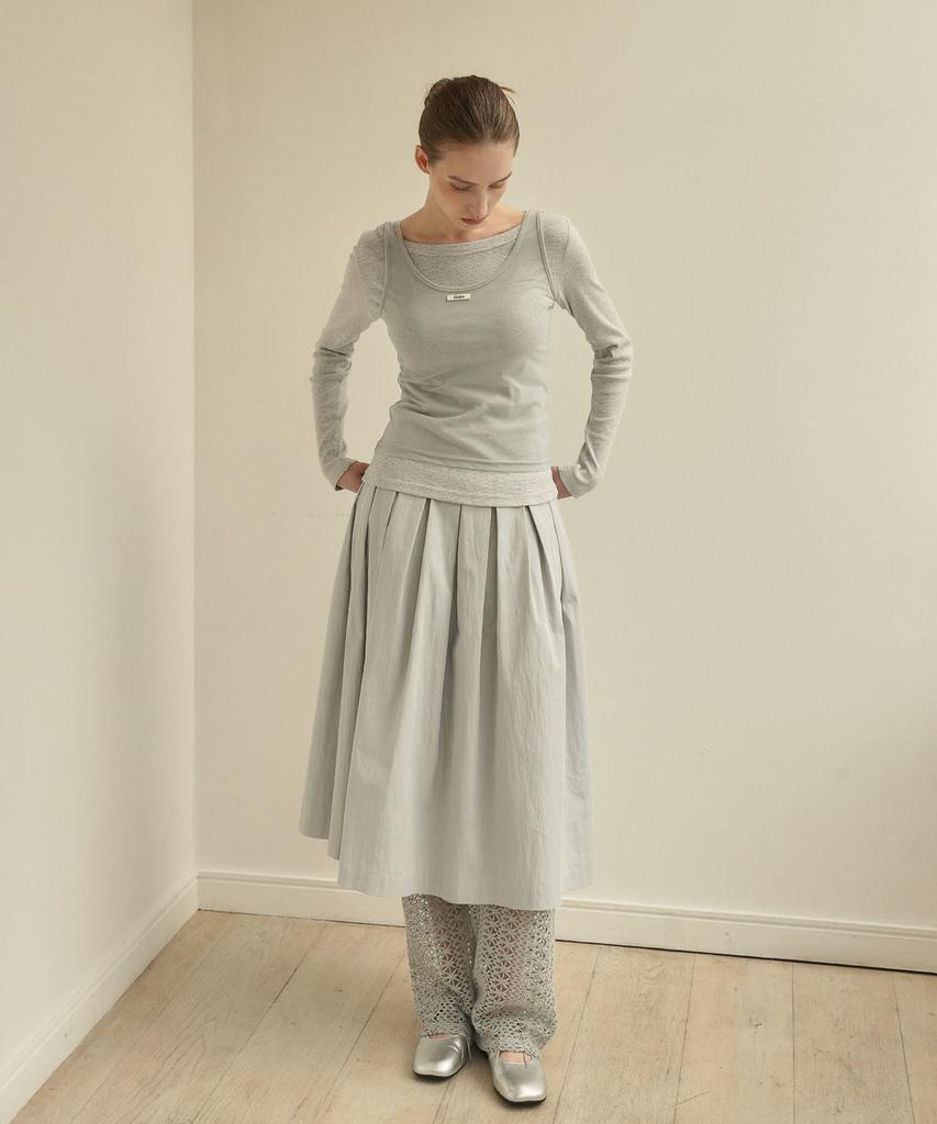 OURO Cotton Tuck Skirt [Pale Blue]
