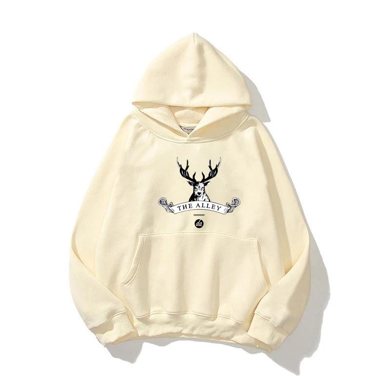 Christams Deer Pattern Print Hoodies Spring Autumn Men Casual Single Layer Sportwear Tops