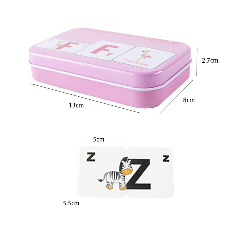 Children's Literacy Cognitive Card Iron Box Early Education Animal Fruit Transportation Matching Card Puzzle Educational Toys