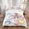3pcs Happy Cartoon My Melody and Friends Quilt Cover Set - Soft & Comfortable Polyester Fabric, All-Season Breathable Comforter Set For 1 Quilt C