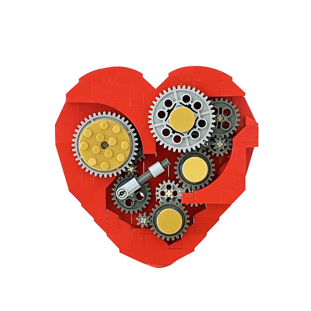 Yiran Toy Unisex Gobricks Moc Clockwork Heart Bricks Conveyor Time Building Block Kit Learning-Focused Toys For Valentine's Day Surprise Gift