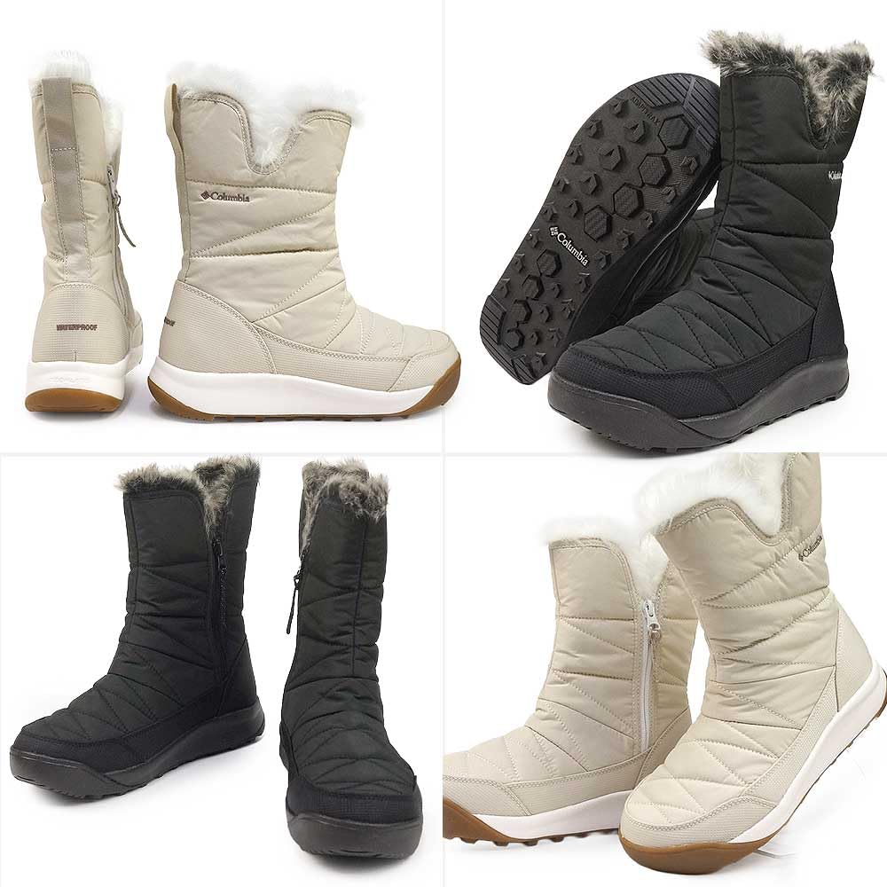 Columbia MINX SLIP V Wide Snow Boots with Side Size Women's Zip, Waterproof, Warm, Boa, Non-Slip Zipper, Black, 7.5 (24.5cm)