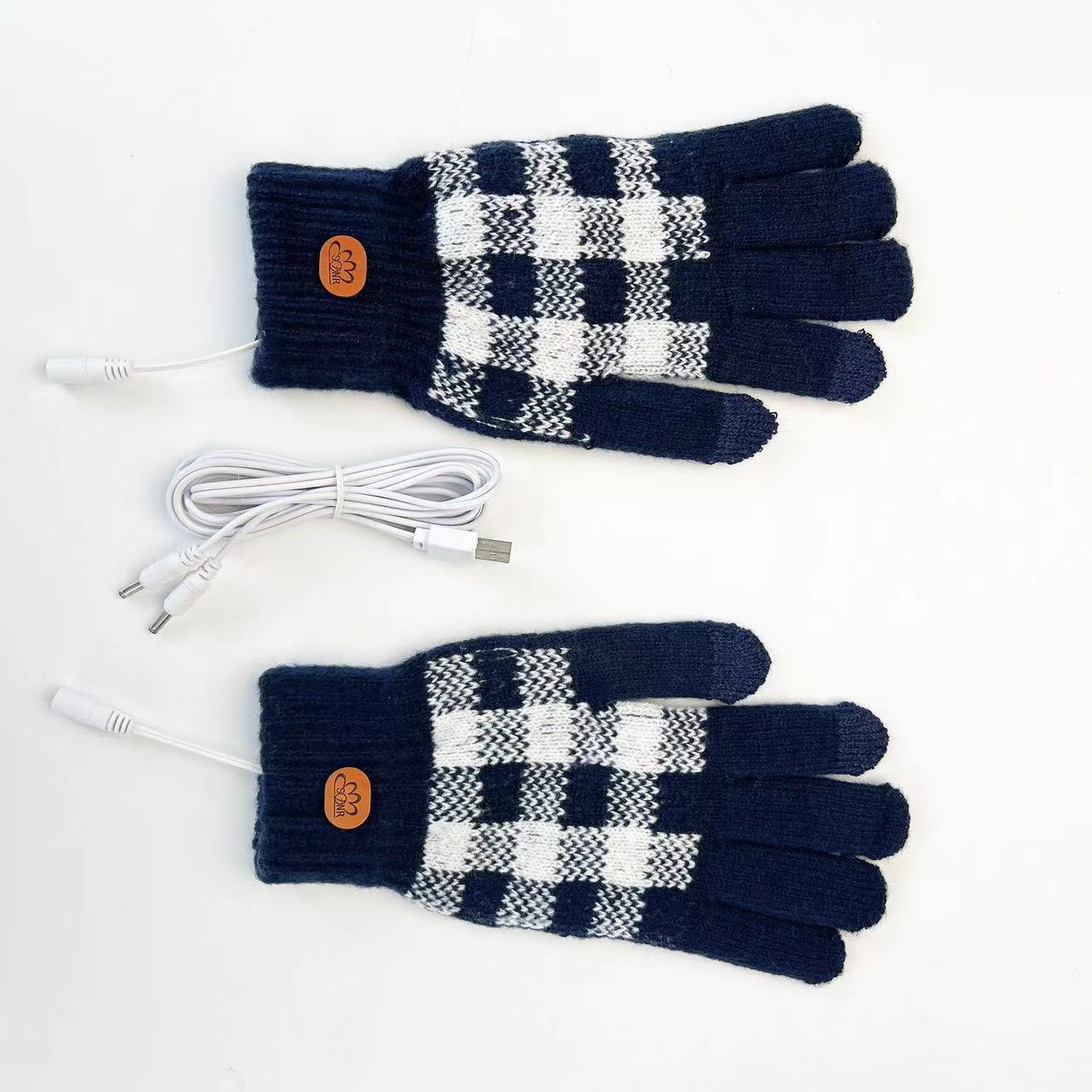 

USB электрические перчатки для обогрева, качественные 5-пальцевые жаккардовые грелки для рук, для спорта на открытом воздухе, для езды на велосипеде, теплые, модные, для поездок на работу average size