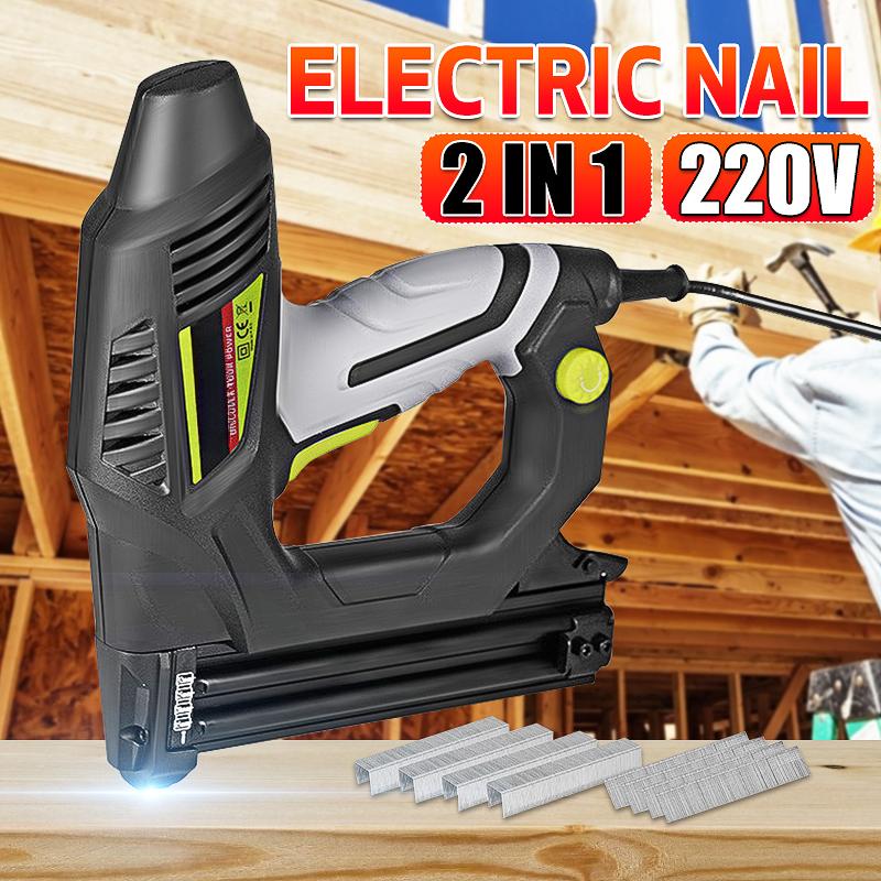 2 IN 1 Heavy Duty Furniture Staple Gun Nail Gun for Frame with 400 Staples Nail Woodworking Electric Tacker Stapler Power Tool