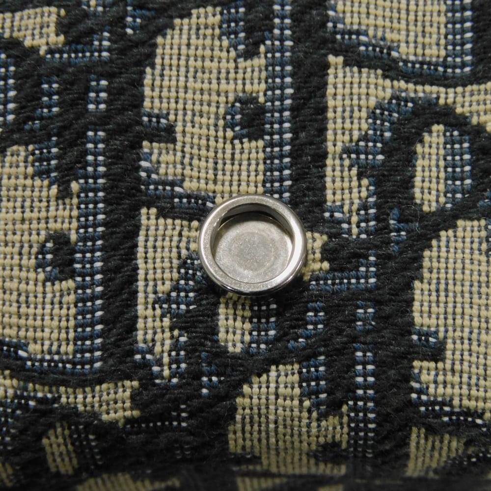 Used 10656 Oblique Jacquard Compact Wallet 2OBBC110YSE_H05E 7942 Black Japan Exclusive Logo Cotton Beige Unisex from