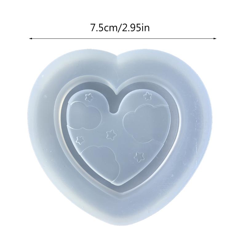 Silicone Quicksand Mold Starry Star Cloud Love Heart Shape Epoxy Resin Casting Tool for Handmade DIY Pendant Craft