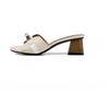 Small gold buckle crocodile pattern Korean version of high-heeled sandals for women's summer wear thick heels and soft soles, one-word beach sandals