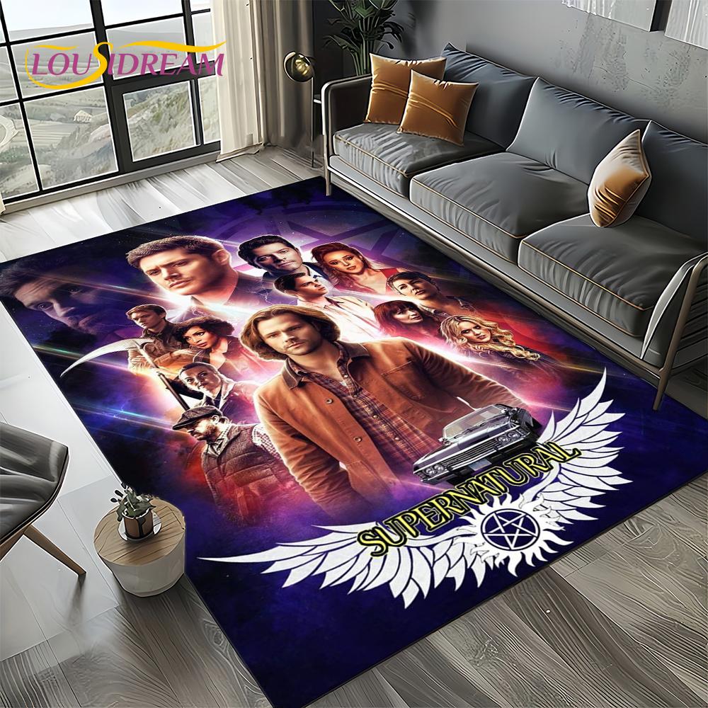 3D SPN Supernatural Sign Dean Sam Carpet Rug for Living Room Bedroom Home Sofa Decoration,Kids Play Area Rug Non-slip Floor Mat