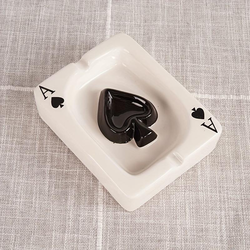 Creative Poker Ceramic Ashtray Simple and Fashionable Ashtray Portable Home Office Desk Ashtray Office Desk Gift Ashtray