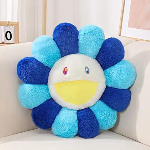 Aesthetic Sunflower Plush Cushion Rainbow Floral Decorative Pillow Cute Flower Stuffed Pillow Office Chair Back Cushion Decor