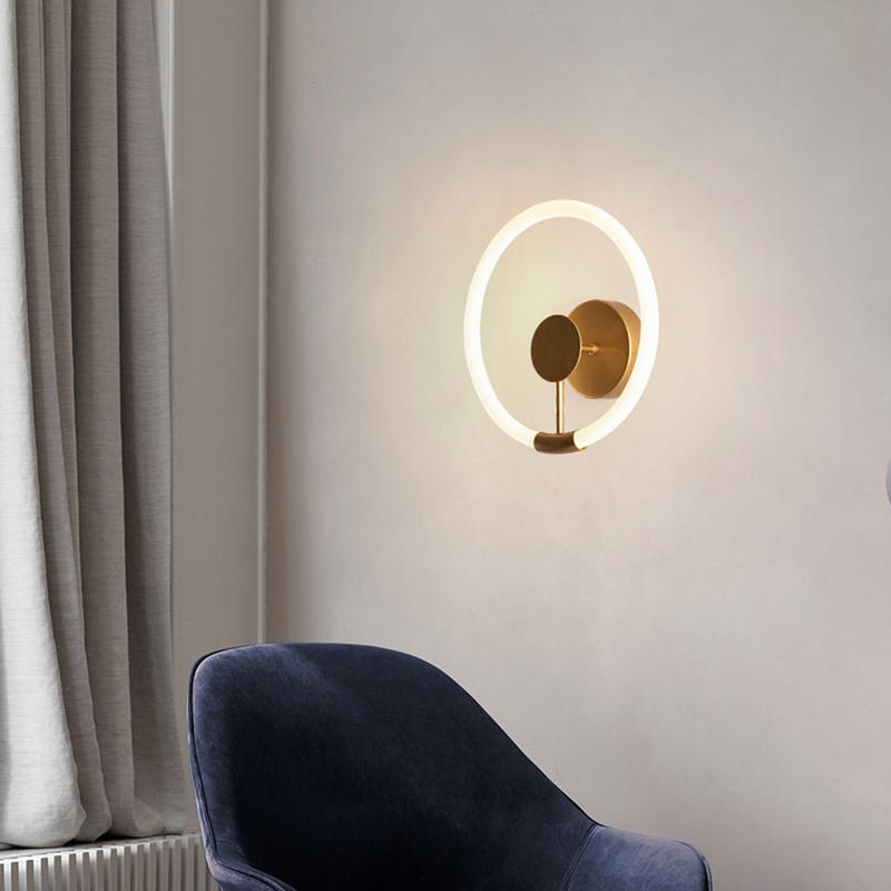 Wall Kinkiet, Tricolor LED Source, Gold Ring Shaped Kinkiet, Kinkiet, Round Kinkiet, Indoor Kinkiet, Suitable for Living Room, Bedroom, Cabinet, Recep