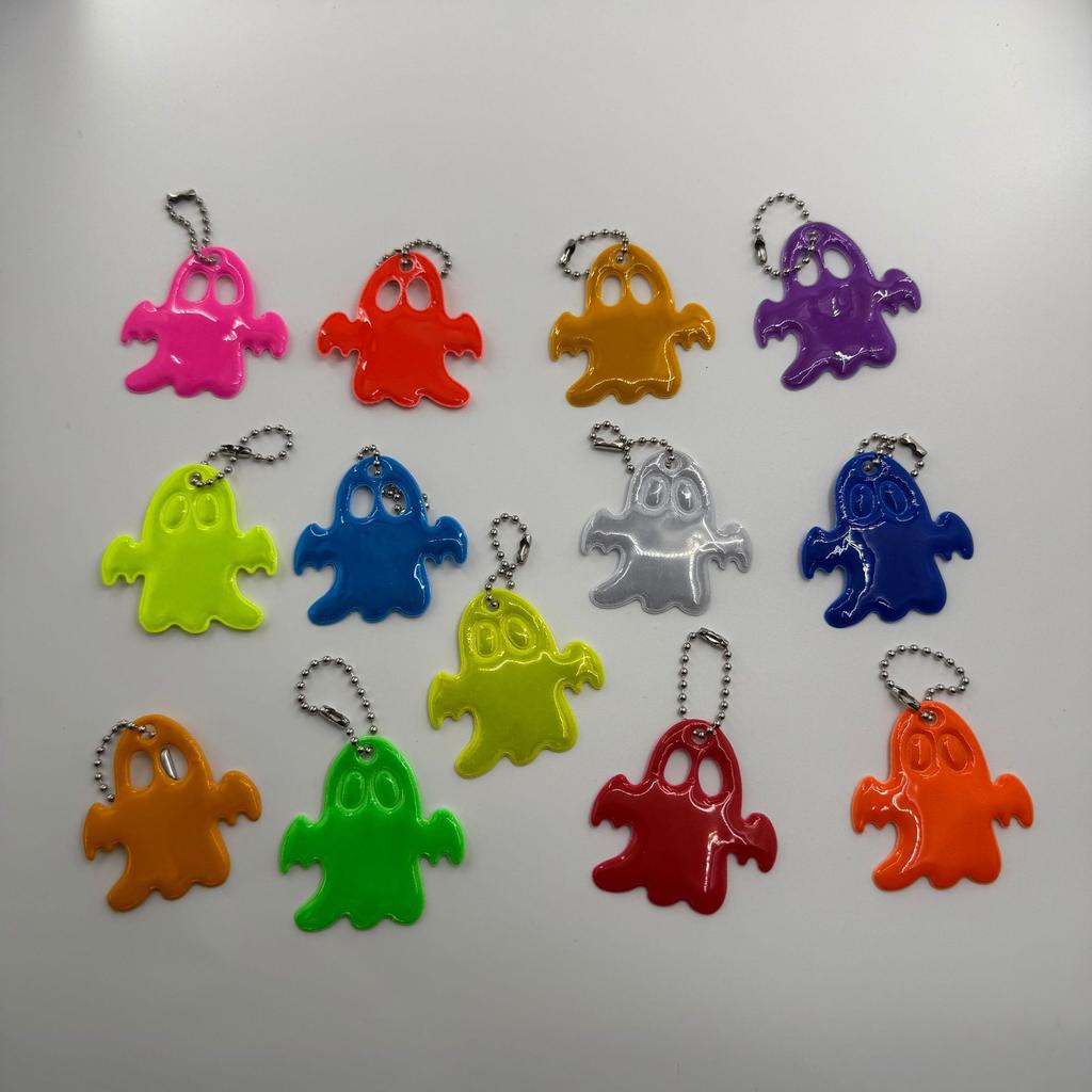 20Pcs Colorful Reflective Ghost Keychain Pendant, Halloween Ghost Festival Carnival Party Favor Decoration Gift Bag Filler