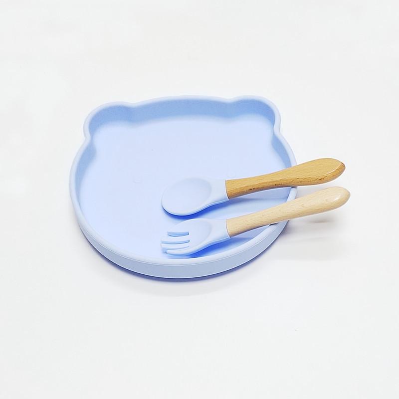 Non-Toxic Children'S Silicone Suction Cup Dinner Plate Bear Complementary Food Dinner Plate Food Grade Baby Learn To Eat Training Tablewar