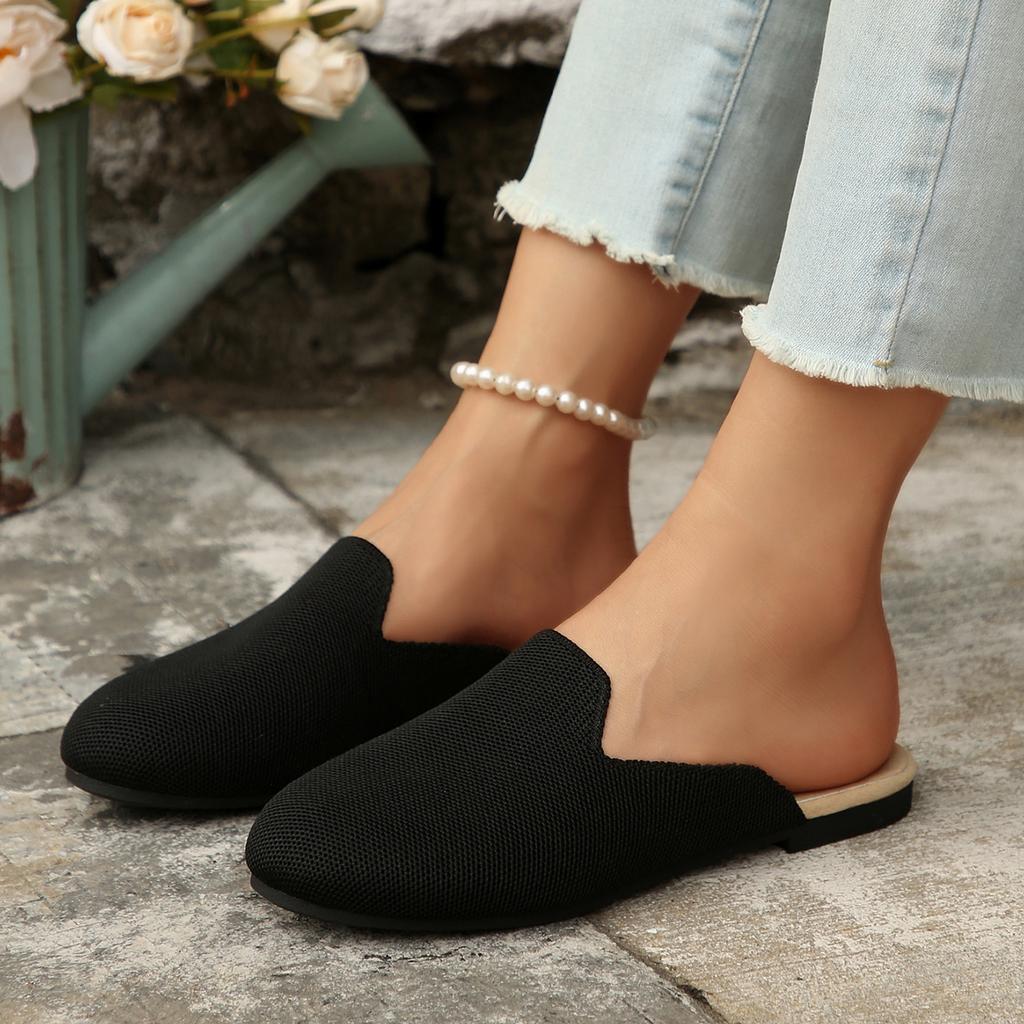 Pointed Half Slippers for Women 2025 Autumn New Female Casual Slip-On Flat Walking Shoes Woman Lightweight Non Slip Casual Shoes