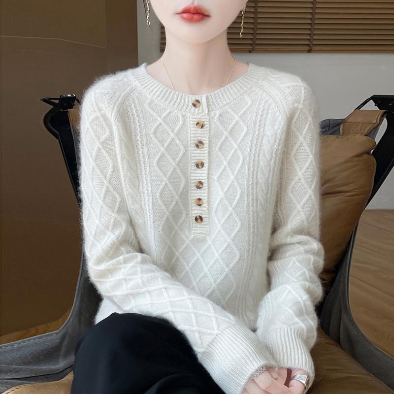 Women Sweater 100% Wool MODERN NEW SAGA O-neck Knit Pullover Thick Winter Jumpers Female Knit Tops