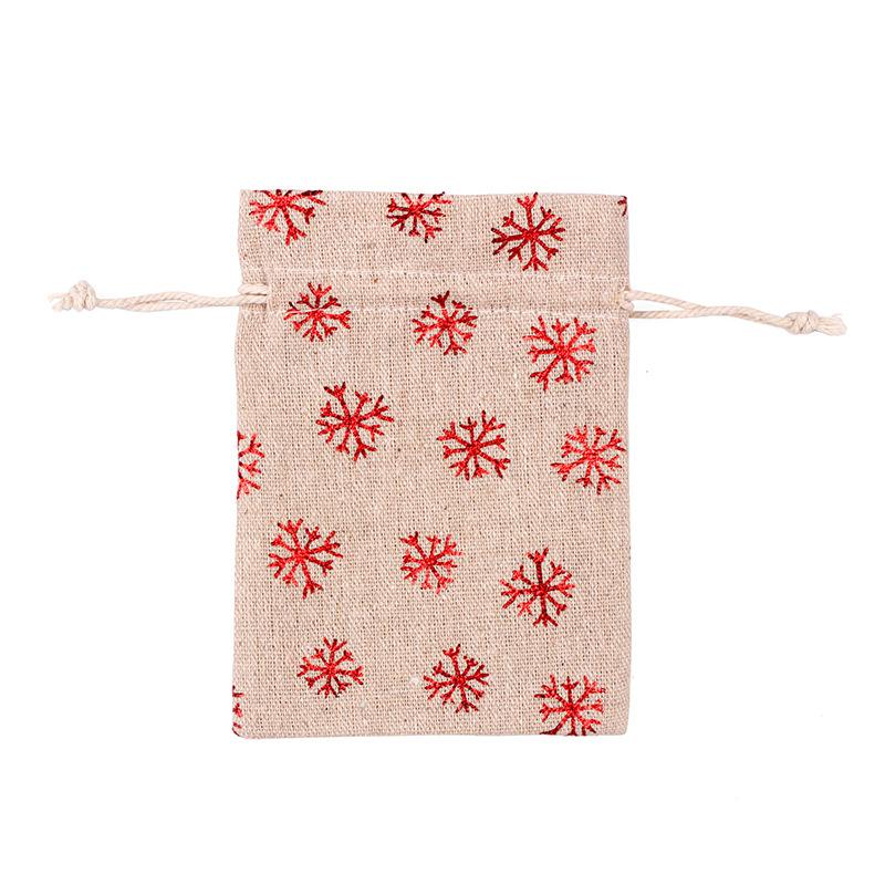 10pcs10x14 13x18 Cm Hot Stamping Printed Gift Christmas Wrapping Bags Drawstring Cotton Linen Bags Wedding Party Decoration