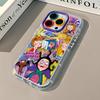 Graffiti Little Witch for Apple 16 Promax Cream Feather Pattern Cartoon Phone Case for IPhone 15 Cute 13