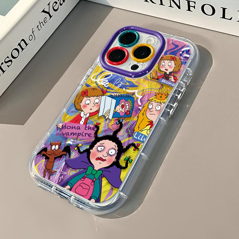 Graffiti Little Witch for Apple 16 Promax Cream Feather Pattern Cartoon Phone Case for IPhone 15 Cute 13