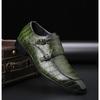 Business Pointed Toe Shoes Crocodile Pattern Leather Shoes Men'S Side Buckle Casual Men'S Dress Shoes Wedding M191