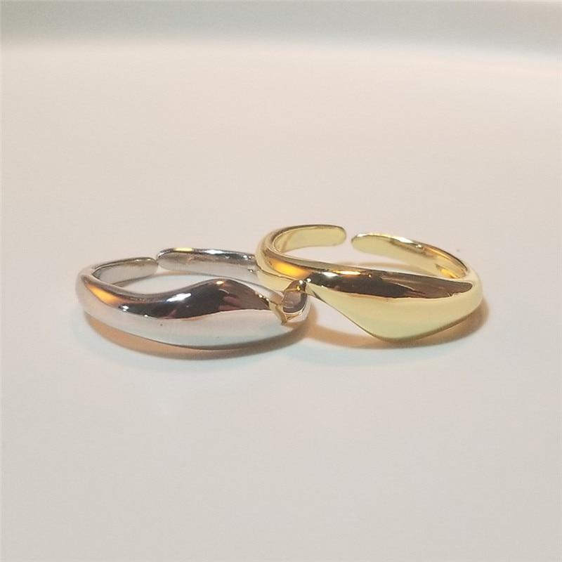 Wave Shape Gold Silver Color Adjustable Rings For Women Korean Open Cuff Finger Ring Anillos Anelli Jewelry